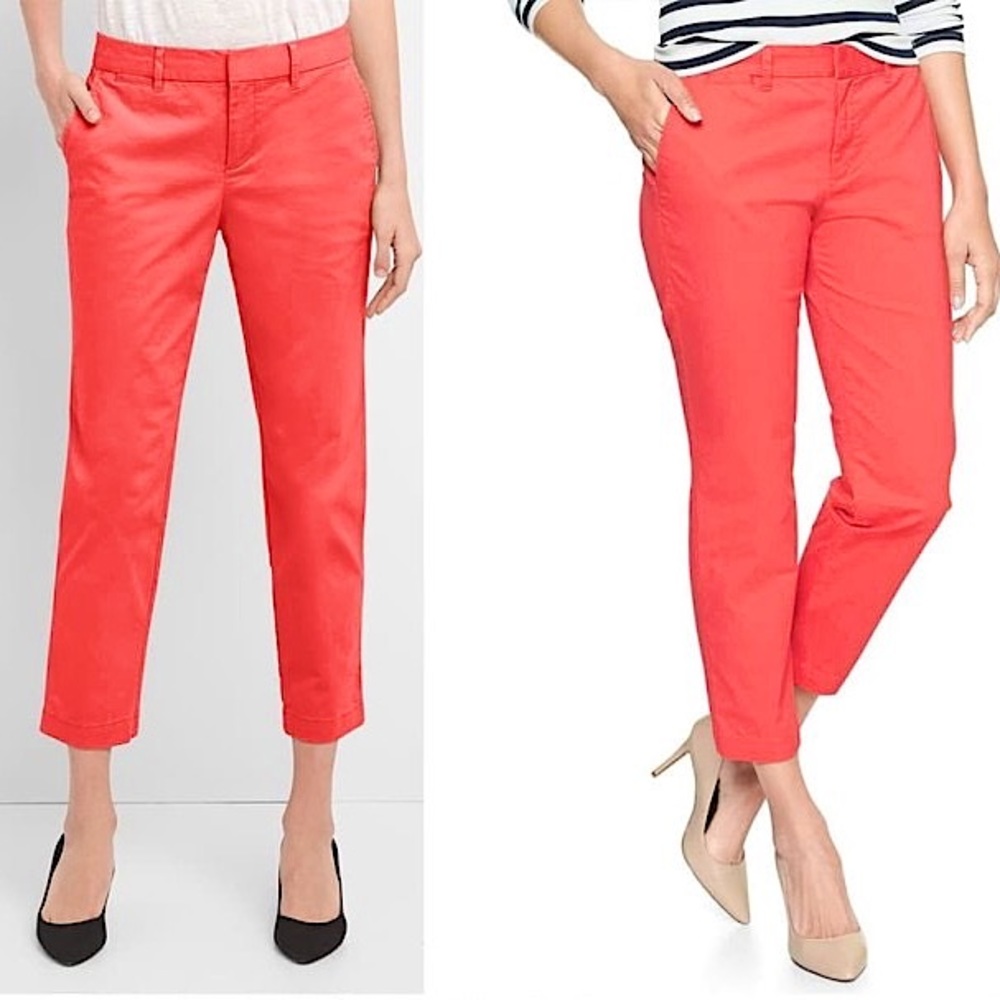 Gap Slim City Crop Hula Red Chino Pants NWOT